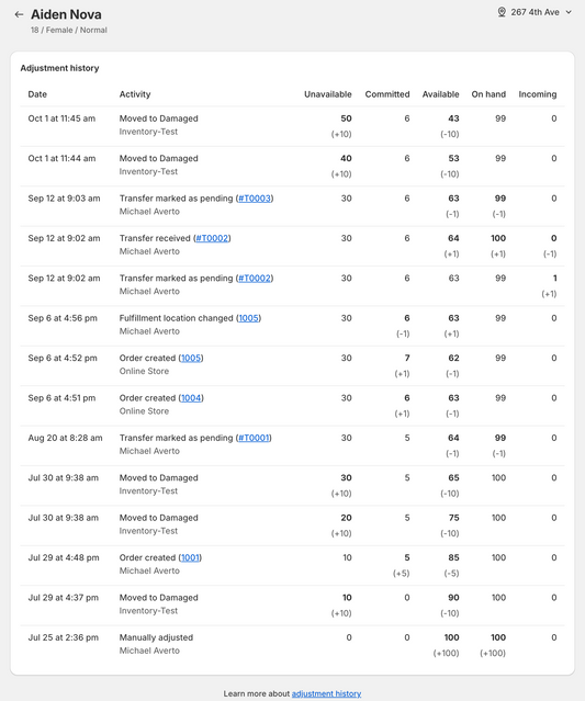 Increase inventory adjustment history from 90 days to 180 days