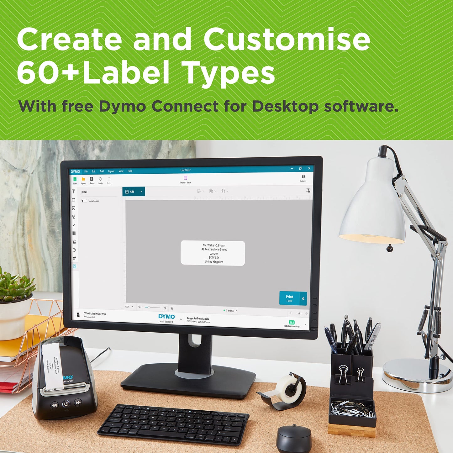 Dymo LabelWriter 550 Label Printer | labelmaker with Direct Thermal Printing | Automatic Label Recognition | Prints Address Labels, Shipping Labels, Barcode Labels and More | EU Plug